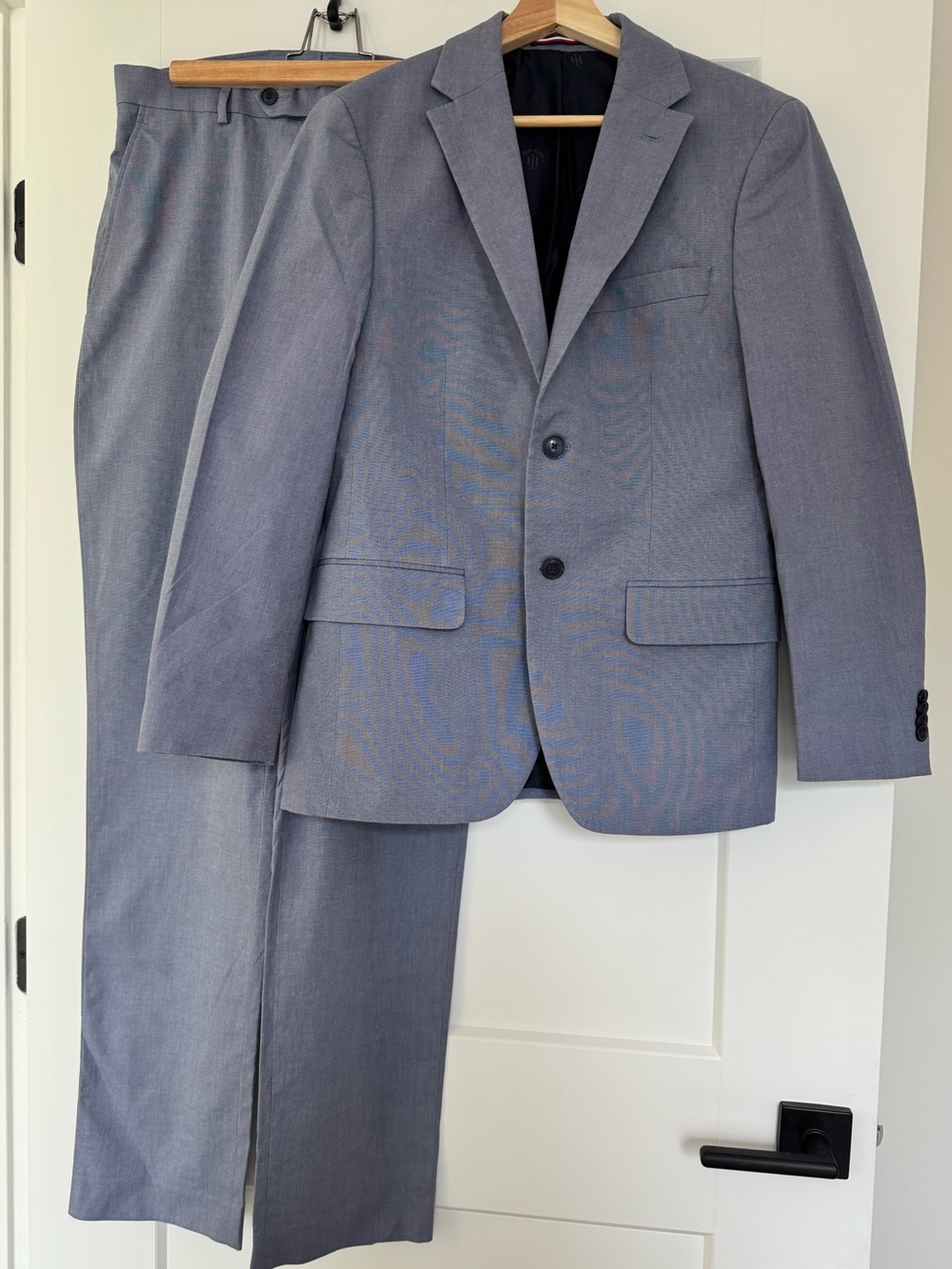 Tommy Hilfiger Light Blue Cotton Stretch Suit 32x34 2-Piece Blazer Pants